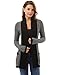 PattyBoutik Women Open Front Marled Sweater Cardigan (Black and White Medium)