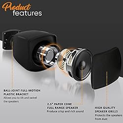 PyleUsa Mini Satellite Speaker - 3'' Surface-Mount
