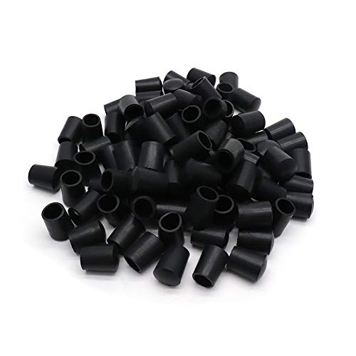 BTMB PVC Flexible Round End Caps Black Screw Thread Protectors Cover 100 Pcs (Inner Dia 10mm/0.39'')