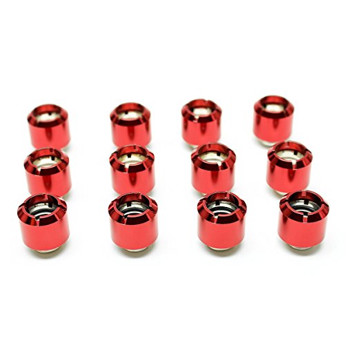 Monsoon g1/4 To 3/8 Id 1/2 Od Hardline Economy V2 Compression Fitting (For Use With Monsoon Rigid Tubing Only) Red 12-Pack