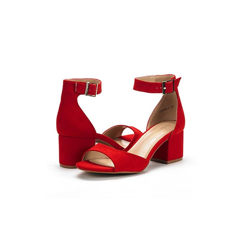 DREAM PAIRS Women's Chunkle Low Heel Pump Sandals