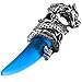 Men's Stainless Steel Pendant Necklace Crystal Silver Blue Dragon Wolf Tooth Tribal -With 23 Inch Chain