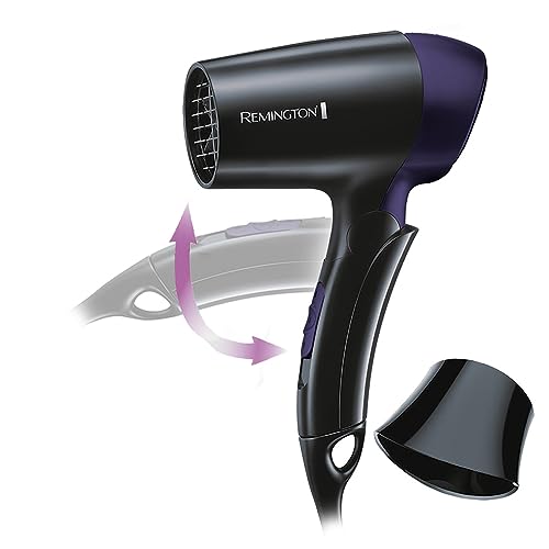 D2400 Secador de Pelo de Viaje, Plegable, Concentrador, 1400 W, Voltaje Universal, Negro y Morado