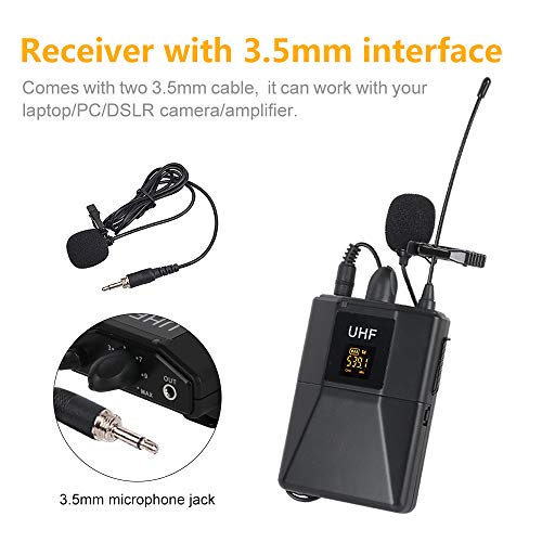 XTUGA XCM01 UHF Wireless Lavalier Microphone, UHF Lapel Mic System