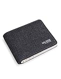 Muzee Men's Canvas Leather Wallet Small Bifold Card Holder Billfold with ID Window