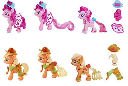 Secret for Longevity 2-Pack Little Pony Horse Pink Pinkie Pie Orange Applejack Figures Pop Starter Style Kit Play Set Toy