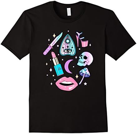 Mens Pastel Goth Kawaii Witch Creepy Cute Graphic Shirt Medium Black