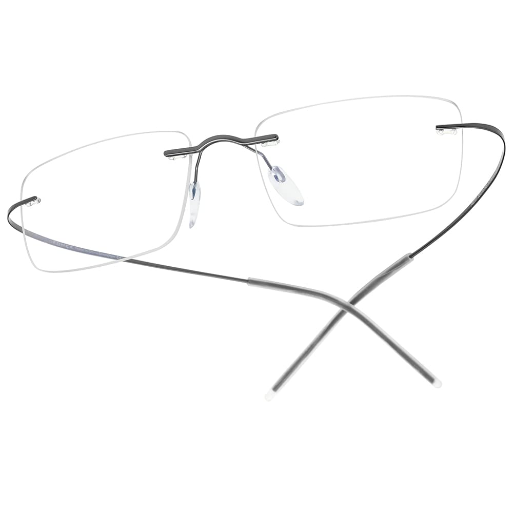 Photo 1 of FONEX Titanium Glasses Frame,Rimless Frameless Optical Eyewear Eyeglasses for Men and Women F85634 (F85707 Grey)