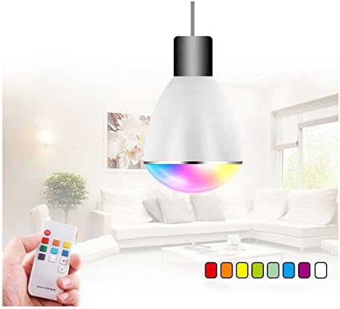 RCLITE AC 100-240V E27 6W RGB LED Light Colorful Bulb Lamp with IR Remote Controller for Home Decoration Bar Party /KTV Mood Ambiance Lighting