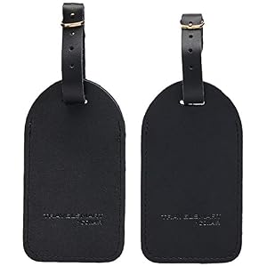 TRAVEL SMART Conair Large Leather Luggage Tags (2 per pack), black (P2010X)