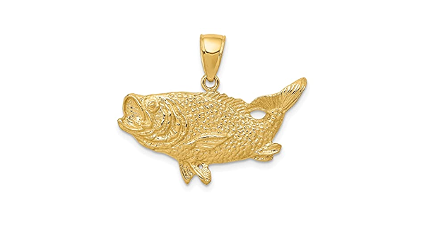 Amazon.com: 14K Gold Bass Fish Charm 