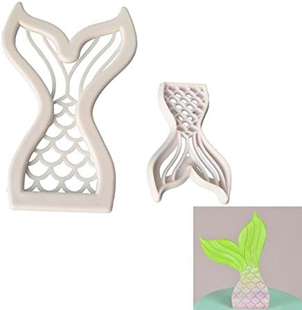2pcs Mermaid Tail Plastic Fondant Stamp Cookie Cutter Under the Sea Mermaid Party Favors