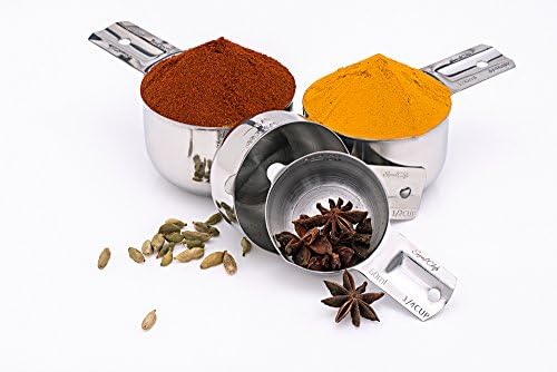 Stainless Steel Measuring Cups Set - Stackable 4 Pieces By Superb Chefs.