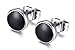 Mealguet Jewelry A Pair Enamel Round Stainless Steel Stud Earring for Men and Women,Black/blue