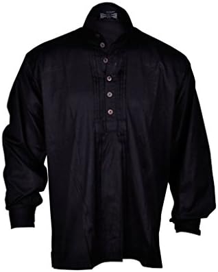 GothikShop Men's Pirate Renaissance Shirt Medieval Caribbean Hippie Costume Small Black