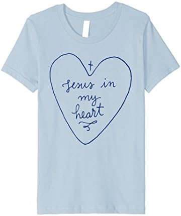 unisex-child Christian Shirt: Jesus In My Heart 10 Baby Blue