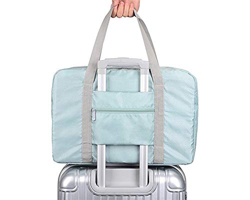 Travel Duffel Bag Lightweight Waterproof Large Capacity Foldable Handbag Storage Luggage Bag (Light Blue Waterproof)Foldable Travel Duffel Bag Packable Carry on Luggage Tote Bags Waterproof Large Size