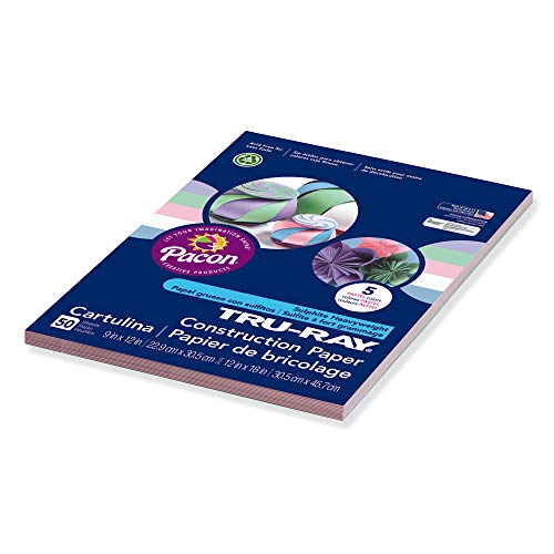 Pacon TruRay Assorted Pastel Colors Pastel Construction Paper, 9" W x