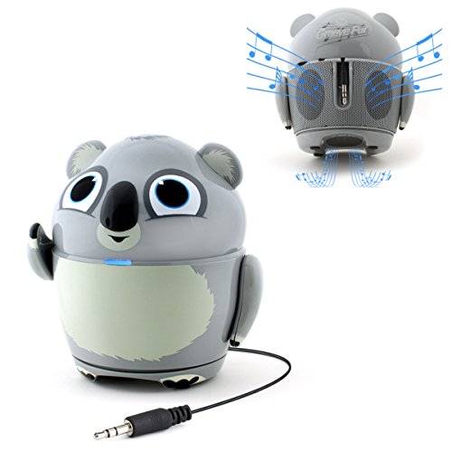 Cute Animal Rechargeable Portable Speaker with Passive Subwoofer (Groove Pal Koala) Speaker for Kids by GOgroove - Stereo Drivers, Retractable 3.5mm AUX Cable - Plug Into Tablets, Phones, more