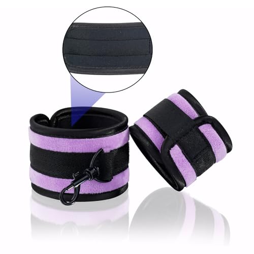Heavy Duty Stainless Steel Expandable Spreader Bar with 4pcs Furry PU Purple photo 12