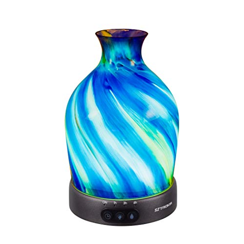 Sztrokia Essential Oil Diffuser, Hand-Painted Aromatherapy Diffuser,200ML Aroma Essential Oil Cool Mist Humidifier with 24 Color Changing,Metal Case Base,Waterless Auto Shut-Off for Home,Office,Baby
