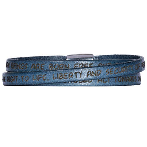 GILARDY GHR-BR1JE60 Human Rights Leather Bracelet Engraved Human Rights Jeans Colour