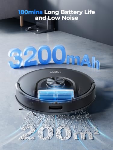 Laresar Clean Robot Vacuum Cleaner with Mop, 8000Pa Robotic Vacuum with LiDAR Navigation, 180 Min Runtime, 3-in-1 Sweep and Mop, 5 Maps, App/Voice Control for Pet Hair, Carpet and Hard Floors, Mars01