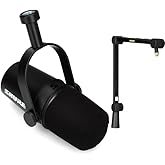 Shure MV7X Microphone and Deluxe Articulating Desktop Mic Boom Stand - Pro Quality Dynamic Mic for Podcasting &amp; Vocal Recording, Voice-Isolating Technology, Optimized Frequency - Black