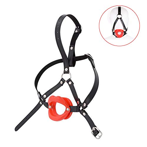 COSY-L Rubber Lips Open Mouth Gag O Ring BDSM Fetish Restraints Leather Bondage Sex Toys Slave Games Sex Leather Exotic Accessories,Black