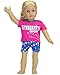 Sophia's 18 Inch Doll Gymnastic Outfit Blue Star Print Biketard with Hot Pink Gymnastics Rocks Tee
