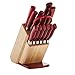 Farberware 13-Piece Stamped Stainless Steel Knife Block Set, Red
