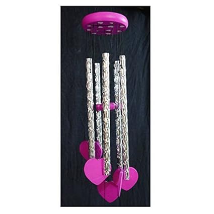Gupta Fancy Store Metal Store Feng Shui Tinkling Sound Heart Wind Chime for Home/Office/Balcony(Pink)