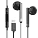 USB Type C Earphones HiFi Stereo in Ear Earbuds Noise Cancelling Headphones with Mic & Volume Control Compatible with Google Pixel 3/2/XL, Sony XZ2, OnePlus 6T, MacBook, Xiaomi, for Huawei Mate10