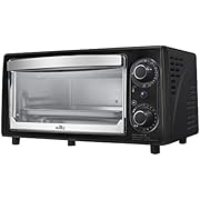 Willz 4 Slice Small Toaster Oven Countertop, Compact Design, Multi-Function with 30-Minute Timer, Bake, Broil, Toast, 1000 Watts, 2-Rack Capacity, Black