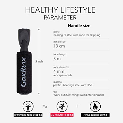 Jump Rope Steel Wire Adjustable Jump Ropes with Anti-Slip Handles for Workout Fitness Exercise Training,Skipping Rope Speed Jump Rope Crossfit for Kids, Women, Men All Heights and Skill Levels (Black)