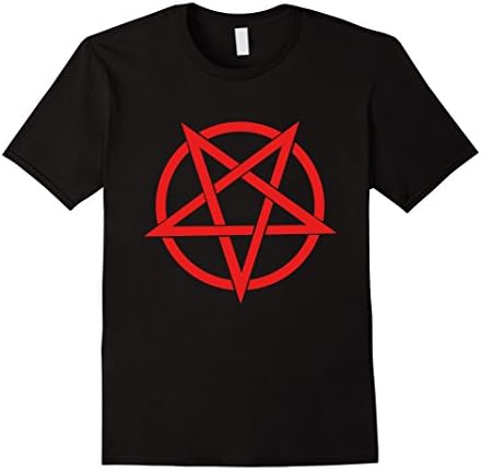 Mens Red Inverted Pentagram Tee Shirt Large Black