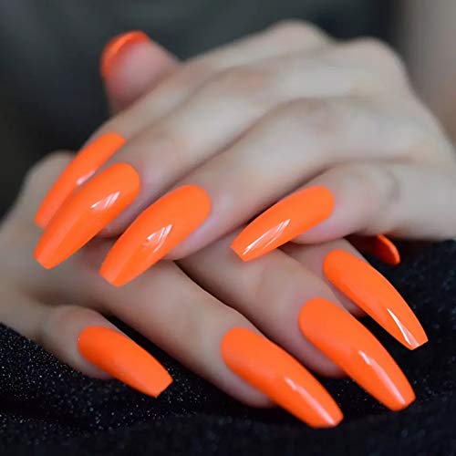 EDA LUXURY BEAUTY ORANGE GLAMOROUS DESIGN Full Cover Press On Gel Glitter Artificial Nail Tips Shiny Acrylic Extreme False Nails Extra Long Ballerina Ballet Coffin Square Super Fashion Fake Nails 2 EDA LUXURY BEAUTY ORANGE GLAMOROUS DESIGN Full Cover Press On Gel Glitter Artificial Nail Tips Shiny Acrylic Extreme False Nails Extra Long Ballerina Ballet Coffin Square Super Fashion Fake Nails