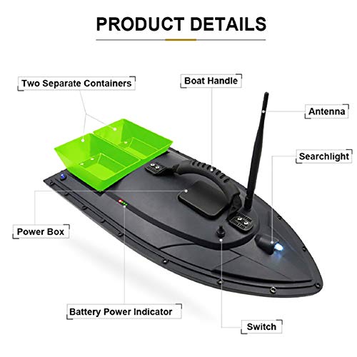 Jff Fish Finder 1.5kg Chargement 500m Télécommande Appât De Pêche Bateau Rc Bateau Positionnement De L’appât,noir