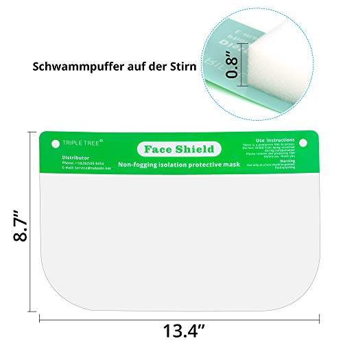 Lot de 10 Visières de Protection pour Le Visage et les Yeux,Couverture Complète en Plastique Anti-Buée Léger et Réglable pour éviter la salive, Les Gouttes Vert