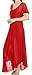 Sakkas 16602 - Shasta Lace Embroidered Cap Sleeves Long Caftan Dress/Cover up - Red - OS