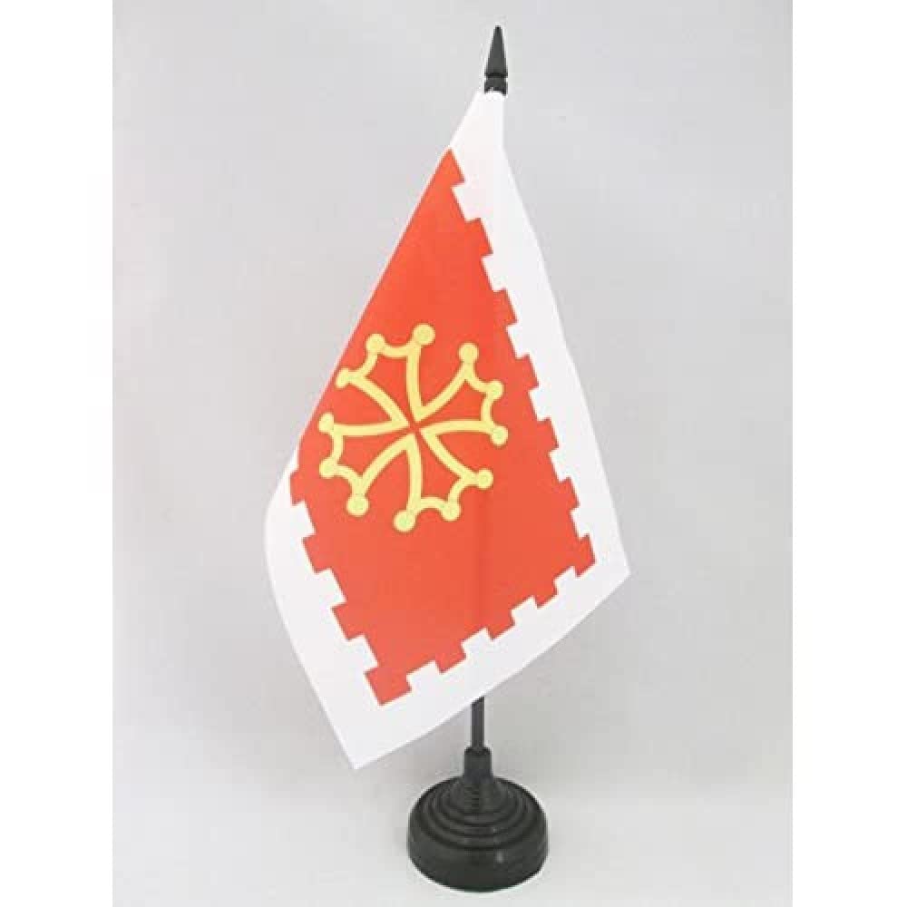 AZ FLAG French Department of Aude Table Flag 5'' x 8'' - Department of France Office Decoration 100% Polyester 21 x 14 cm - Mini Desk Flag with Pole and Black Plastic Base