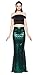 Shiny Night Out Party Costume Mermaid Maxi Long Fancy Skirt with Design Green XL
