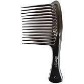 Diane Rake Comb, Wide Teeth for Detangling Thick and Curly Hair, Ideal for Wet or Dry Hair and Even Product Distribution, 8.5-Inch Handle, Black