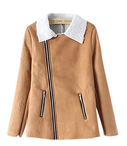 Allbebe Women's Winter Suede Cashmere Coat Jacket Khaki Allbebe Women's Winter Suede Cashmere Coat Jacket Khaki