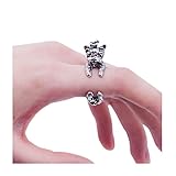 Zealmer Antique Silver Wrap Ring Vintage Handmade Dog Animal Rings For Women