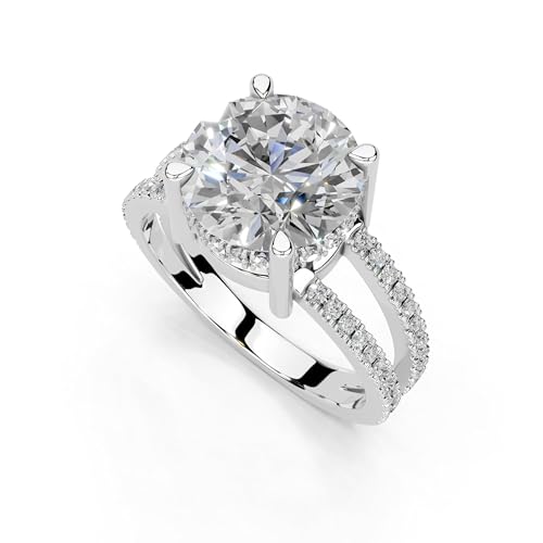 1 Carat 925 Sterling Silver Round cut Pave Split Shank Lab Grown Diamond Ring, Engagement Anniversary Wedding IGI Certified Promise Rings for Women (1-5 Ct, F-G Color, VS1-VS2 Clarity) Size 5 at Amazon