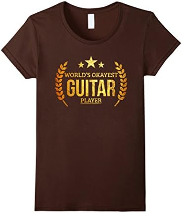 Women's World's Okayest Guitar Player Badge T-shirt PREMIUM Gifts Medium Brown