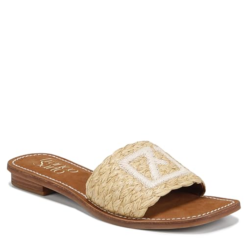 Franco Sarto Womens Tina Fashion Slide Flat Sandal Natural Raffia 11 M