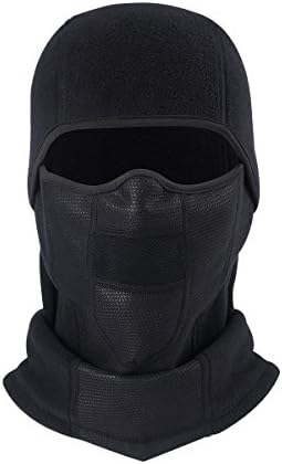 Fleece Ski Mask Balaclava Hood- Windproof Cold-proof Winter Protection Headgear Motorcycle Cycling Lycra Fabrics Breathable Face Mask (Fleece-Black)