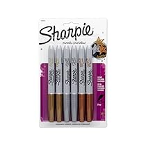Sharpie Metallic Permanent Markers, Fine Point, Assorted Colors, 6-Count